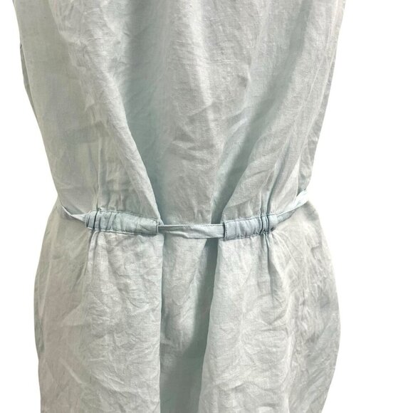 Eileen Fisher 100% Irish Linen V-Neck Belt Tunic Top Pockets Baby Blue size 1X - Picture 10 of 13